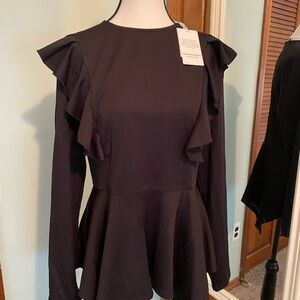 Flutter Sleeve Peplum Blouse